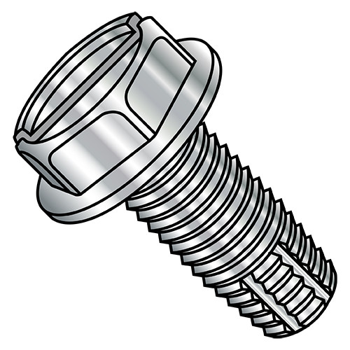 1/4-20X1 Slotted Indented Hex Washer Thread Cut Screw Type F Full Thread 410 Stainless St (Pack Qty 1,000) BC-1416FSW410