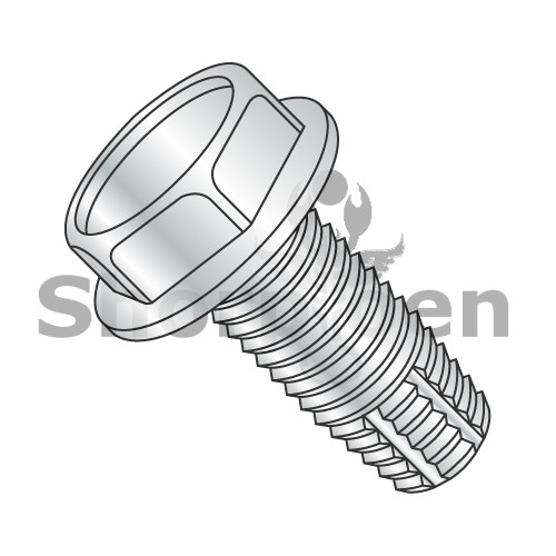12-24X1 Unslotted Indented Hex Washer Thread Cutting Screw Type F Fully Threaded Zinc An (Pack Qty 3,000) BC-1216FW