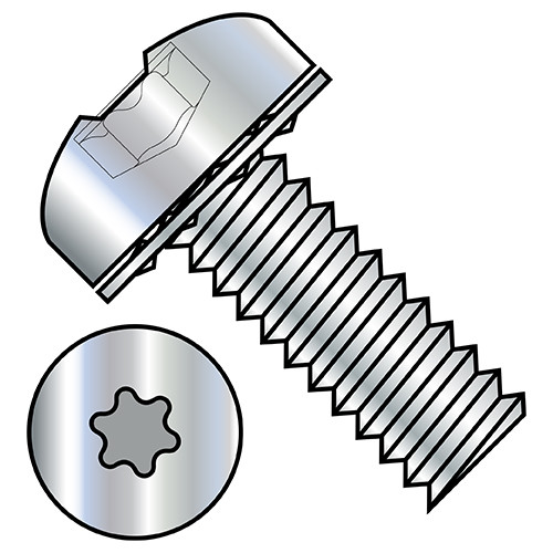 10-32X1/2 Six Lobe Pan Head Internal Tooth Sems Machine Screw Fully Threaded Zinc (Pack Qty 5,000) BC-1108ITP