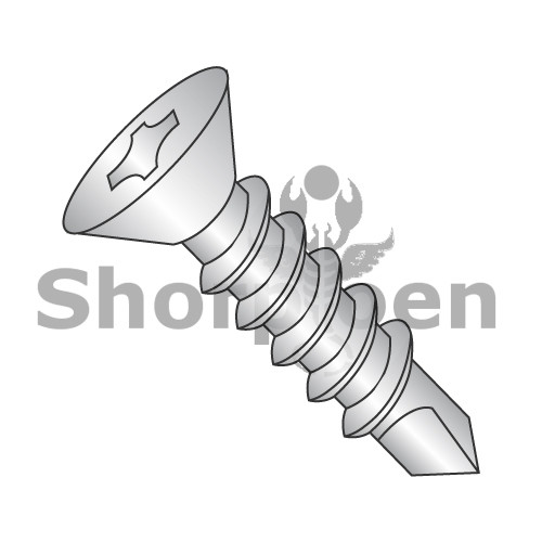 10-16X1 1/2 Phillips Flat Self Drill Screw Full Thread 18-8 Stainless Steel (Pack Qty 3,000) BC-1024KPF188