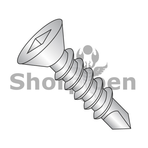 8-18X2 Square Recess Flat Head Self Drilling Screw Full Thread 410 Stainless Steel (Pack Qty 1,000) BC-0832KQF410