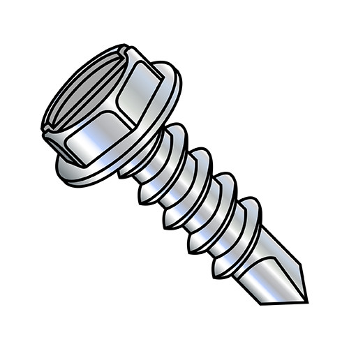 8-18X2 1/2 Slotted Indented Hex Washer Self Drilling Screw Full Thread Zinc (Pack Qty 2,000) BC-0840KSW
