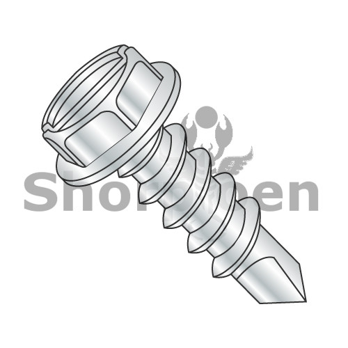 5/16-12X1 Slotted Indented Hex Washer Self Drilling Screw Full Thread Zinc (Pack Qty 1,250) BC-3116KSW