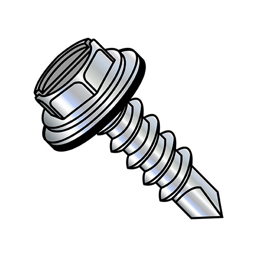 10-16X3/4 Slotted Ind Hex washer w/Bonded Neo EPDM Washer Self Drill Full Thread Zinc (Pack Qty 2,000) BC-1012KSWN