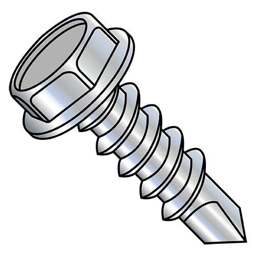 10-16X2 3/4 Unslotted Indented Hex washer Self Drill Screw Full Thread Zinc (Pack Qty 1,000) BC-1044KW