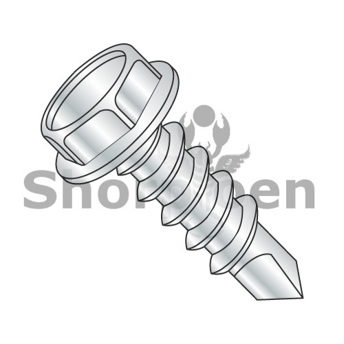 10-16X4 Unslotted Indented Hex washer Self Drill Screw Full Thread Zinc (Pack Qty 500) BC-1064KW