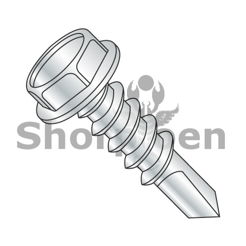 12-14X7/8 Unslotted Hex washer Number 4 Point Self Drill Screw Full Thread Zinc (Pack Qty 5,000) BC-1214KW4