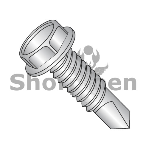 12-24X2 Unslotted Hex washer Self Drilling Screw Full Thread 410 Stainless Steel (Pack Qty 2,000) BC-1232KWMS410