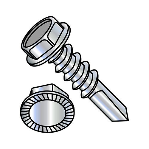 5/16-12X3/4 A/F.428-.437 HEAD HGT.208-.229 Unslotted HEXWASH SERRATE #4POINT Full ThreadSELF DRILL ZINC (Pack Qty 1,200) BC-311207KWS4
