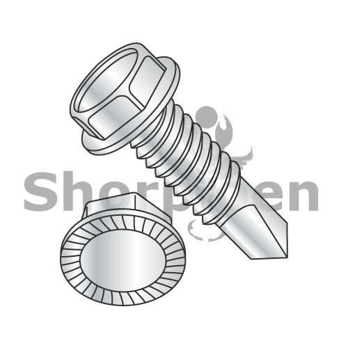 10-24X3/4 Unslotted Ind Hex washer Serrated Self Drilling Screw Full Thread Zinc (Pack Qty 5,000) BC-1012KWSMS