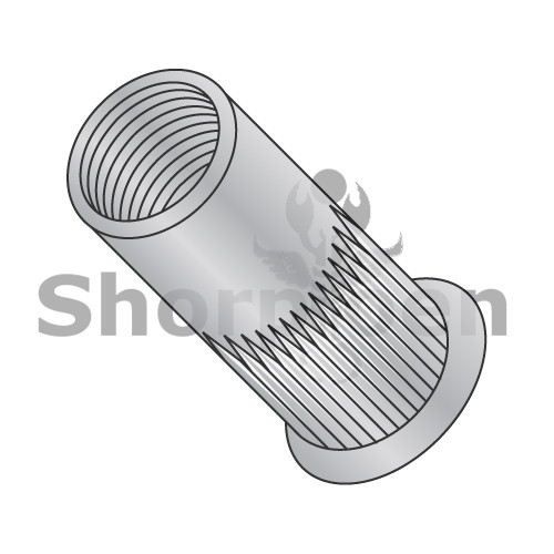1/4-28-.165 Small Head Ribbed Threaded Insert Rivet Nut Aluminum Cleaned and Polished (Pack Qty 1,000) BC-LA-15165S