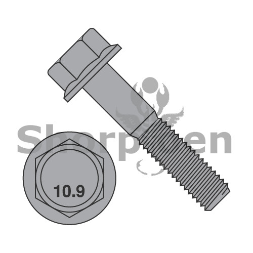 M10-1.5X80 DIN 6921 Class 10.9 Metric Flange Bolt Screw Non Serrated Black Phosphate (Pack Qty 200) BC-M1080BF10BP