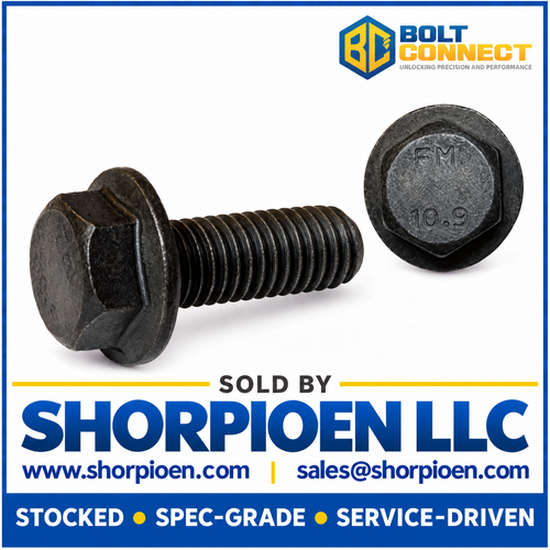 M10-1.5X40 DIN 6921 Class 10.9 Metric Flange Bolt Screw Non Serrated Plain (Pack Qty 300) BC-M1040BF10P