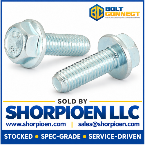 M10-1.5X35 DIN 6921 Class 8 Point 8 Metric Flange Bolt Screw Non Serrated Zinc Rohs (Pack Qty 400) BC-M1035BF8