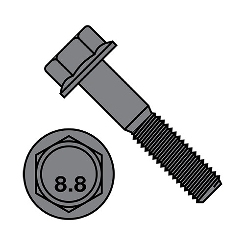 M8-1.25X50 DIN 6921 Class 8 Point 8 Metric Flange Bolt Screw Non Serrated Plain (Pack Qty 400) BC-M850BF8P