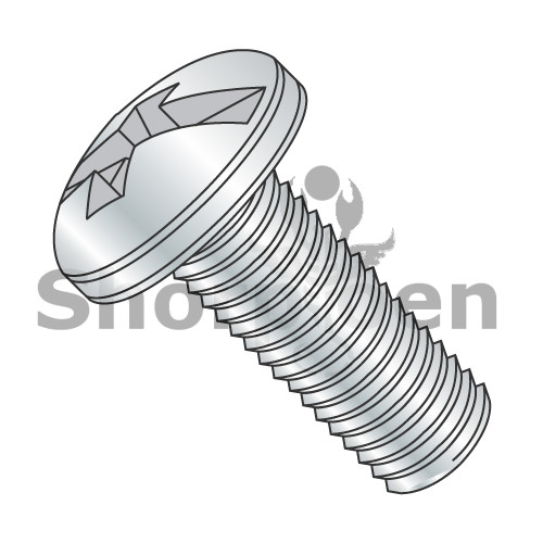 8-32X3/8 Combination (Phil/Slotted) Pan Head Machine Screw Fully Threaded Zinc (Pack Qty 10,000) BC-0806MCP