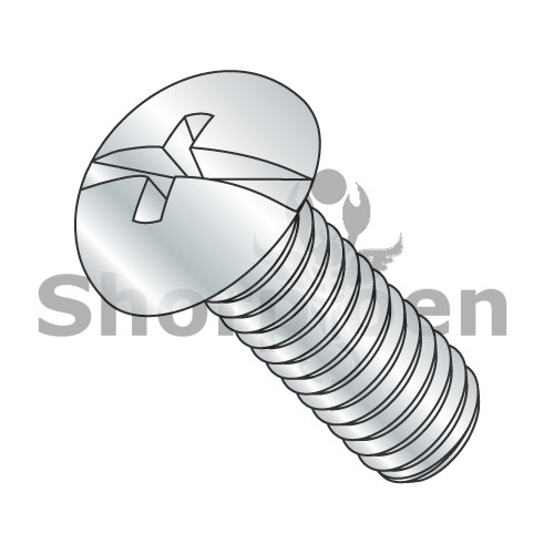 10-32X1/2 Combination (Phil/Slotted) Round Head Fully Threaded Machine Screw Zinc (Pack Qty 8,000) BC-1108MCR