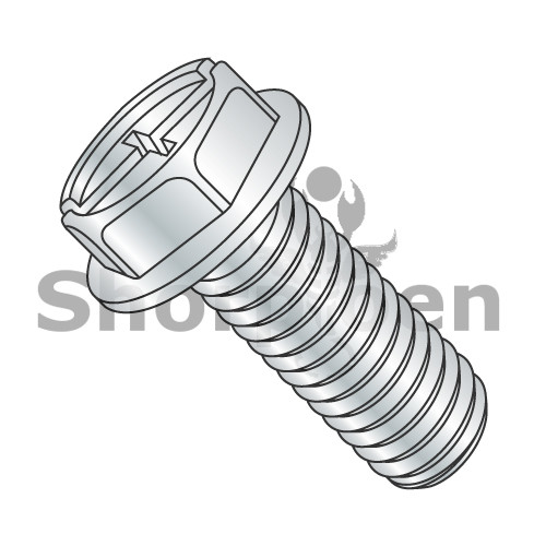 10-32X5/8 Combo (Slotted/Phillips) Indent Hex washer Machine Screw Full Thread Zinc (Pack Qty 5,000) BC-1110MCW