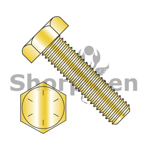 3/8-16X5 1/2 Hex Tap Bolt Grade 8 Fully Threaded Zinc Yellow (Pack Qty 175) BC-3788BHT8