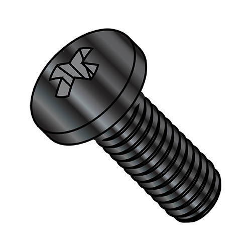 10-32X2 1/4 Phillips Pan Machine Screw Fully Threaded 18 8 Stainless Steel Black Oxide (Pack Qty 1,000) BC-1136MPP188B