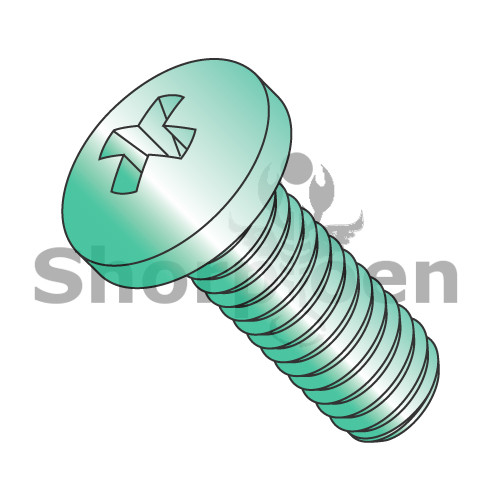 10-32X3/8 Phillips Pan Machine Screw Fully Threaded Zinc Green (Pack Qty 8,000) BC-1106MPPG