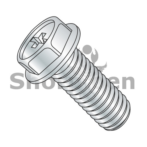 10-24X1 Phillips Indented Hex Washer Machine Screw Fully Threaded Zinc (Pack Qty 4,000) BC-1016MPW