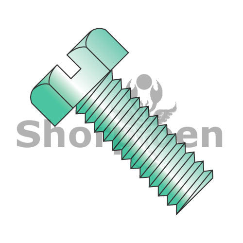 10-32X3/8 Slotted Indented Hex Head Machine Screw Fully Threaded Zinc Green (Pack Qty 9,000) BC-1106MSHG
