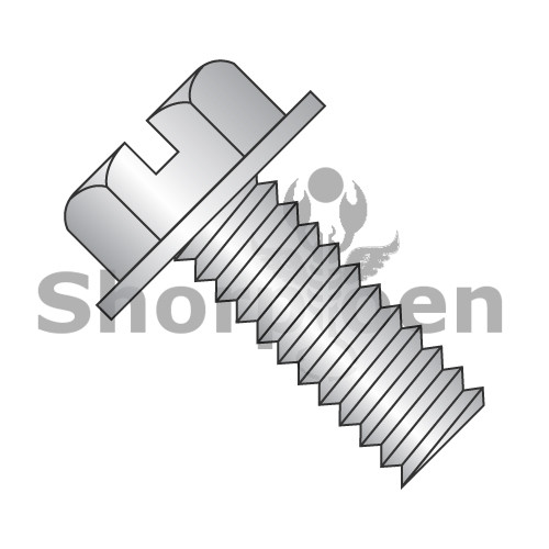 8-32X1/2 Slotted Indented Hex Washer Head Machine Screw Fully Threaded 18-8 Stainless Ste (Pack Qty 5,000) BC-0808MSW188
