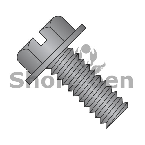 4-40X1/4 Slotted Indented Hex Washer Head Machine Screw Fully Threaded Black Oxide (Pack Qty 10,000) BC-0404MSWB