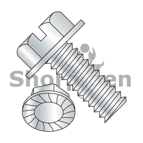 1/4-20X3/8 Slotted Indented Hex Washer Head Serrated Machine Screw Fully Threaded Zinc (Pack Qty 4,000) BC-1406MSWS