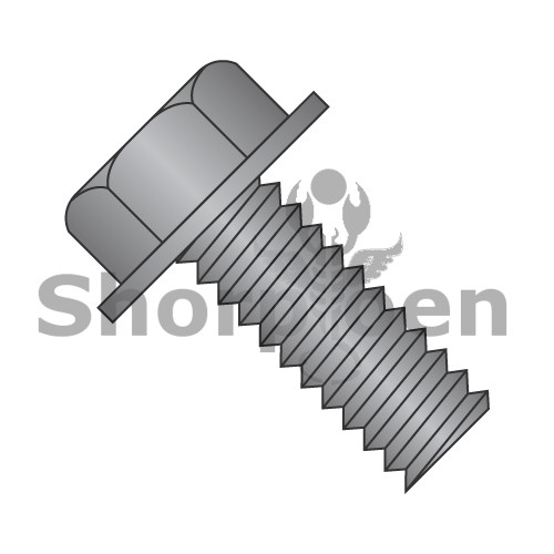 8-32X3/8 Unslotted Indented Hex Washer Head Machine Screw Fully Threaded Black Oxide (Pack Qty 10,000) BC-0806MWB