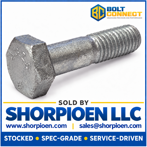 1/2-13X2 Heavy Hex Structural Bolts A 325 1 Hot Dipped Galvanized Made in North America (Pack Qty 300) BC-5032A325-1G