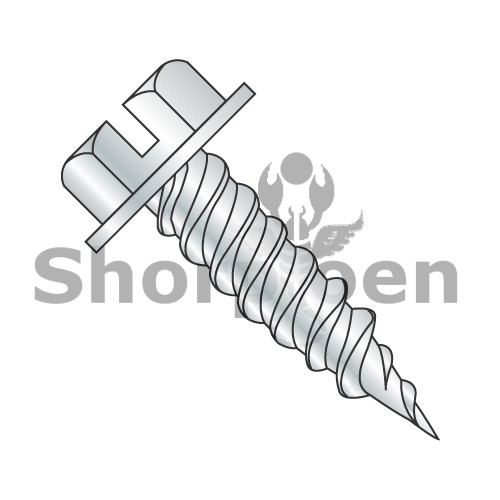 10-16X5/8 Slotted Ind Hex washer 1/4" Across The Flats Full Thread Self Piercing Screw Sharp Point Zinc (Pack Qty 4,500) BC-1010PSW