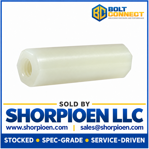 .091X1/2 Three Sixteenths Hex Spacer Nylon (Pack Qty 1,000) BC-100802HSN