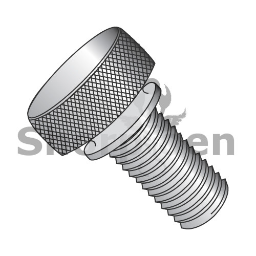 8-32X3/8 Knurled Thumb Screw with Washer Face Full Thread Aluminum (Pack Qty 100) BC-0806TKWAL