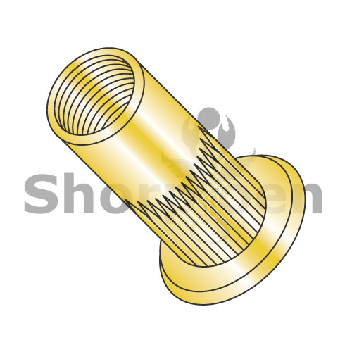 3/8-16-.312 Flat Head Ribbed Threaded Insert Rivet Nut Steel Zinc Yellow Dichromate (Pack Qty 1,000) BC-XS-37312S