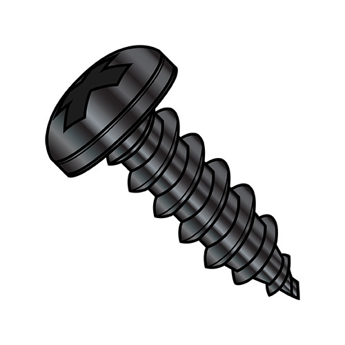 6-20X1/2 Phil Pan Self Tapping Screw Type A B Full Thread 18 8 Stainless Steel Black Oxide (Pack Qty 5,000) BC-0608ABPP188B
