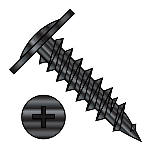 8X3 Phillips Modified Truss Head Fine Thread Drywall Screw Fully Threaded Black Oxide (Pack Qty 1,500) BC-0848YPMB