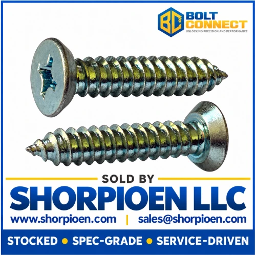 6-20X1/2 Phillips Flat Undercut Self Tapping Screw Type A B Fully Threaded Zinc (Pack Qty 10,000) BC-0608ABPU