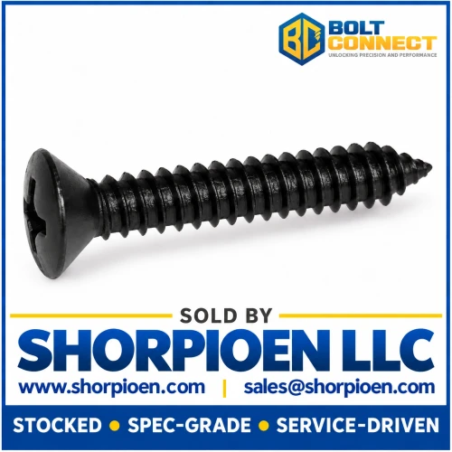 6-18X1/2 Phillips Oval Self Tapping Screw Type A Fully Threaded Black Oxide and Oil (Pack Qty 10,000) BC-0608APOB