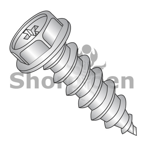 6-18X1/2 Phillips Indent Hex washer Self Tap Screw Type A Full Thread 18-8Stainless Steel (Pack Qty 5,000) BC-0608APW188