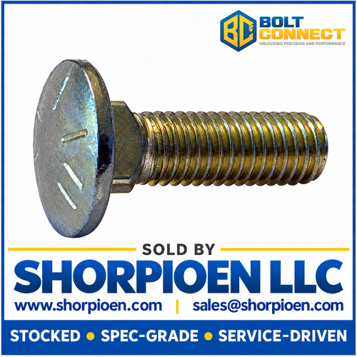 1/4-20X5 Carriage Bolt Grade 8 Fully Threaded Zinc Yellow (Pack Qty 325) BC-1480C8