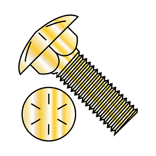 3/8-16X2 3/4 Carriage Bolt Grade 8 Fully Threaded Zinc Yellow (Pack Qty 375) BC-3744C8