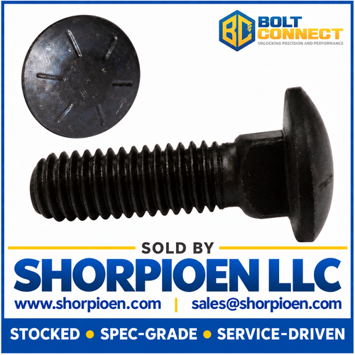 1/4-20X1 Carriage Bolt Grade 8 Fully Threaded Plain (Pack Qty 2,125) BC-1416C8P