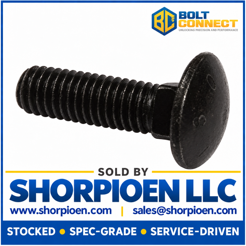 1/4-20X1 1/4 Carriage Bolt Fully Threaded Black Zinc (Pack Qty 1,000) BC-1420CBZ