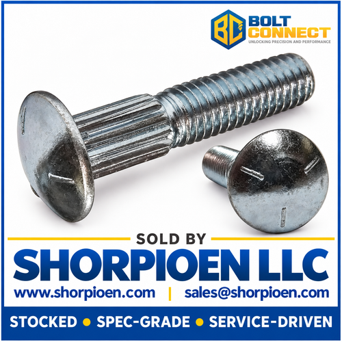5/16-18X1 1/4 Ribbed Neck Carriage Bolt Grade 5 Fully Threaded Zinc (Pack Qty 1,100) BC-3120CR5