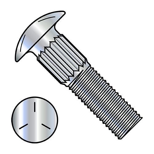 5/16-18X1 1/2 Ribbed Neck Carriage Bolt Grade 5 Fully Threaded Zinc (Pack Qty 975) BC-3124CR5