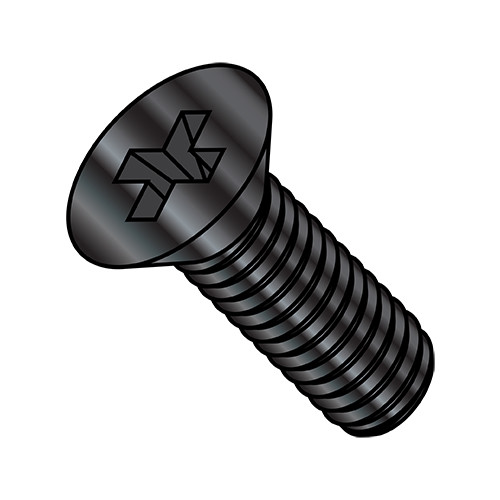 M3-0.5X6 Din 965 & ISO 7046 Metric Phillips Flat Machine Screw Full Thread Black Oxide & Oil (Pack Qty 4,000) BC-M36D965B