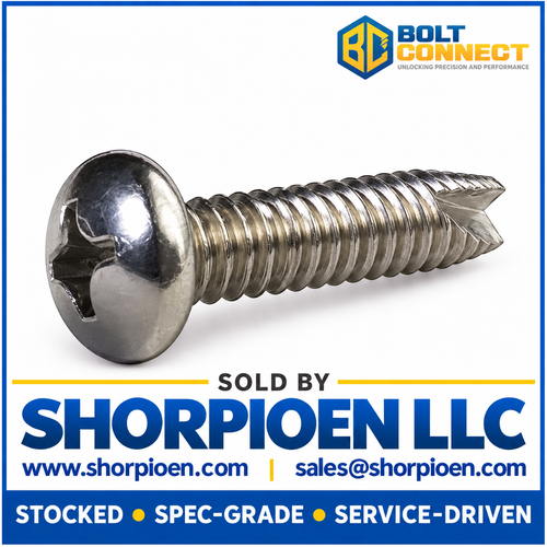 1/4-20X1 Phillips Pan Thread Cutting Screw Type 23 Fully Threaded 18-8 Stainless Steel (Pack Qty 1,250) BC-14163PP188
