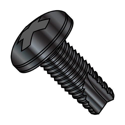 4-40X3/8 Phillips Pan Thread Cutting Screw Type 23 Fully Threaded Black Oxide (Pack Qty 10,000) BC-04063PPB